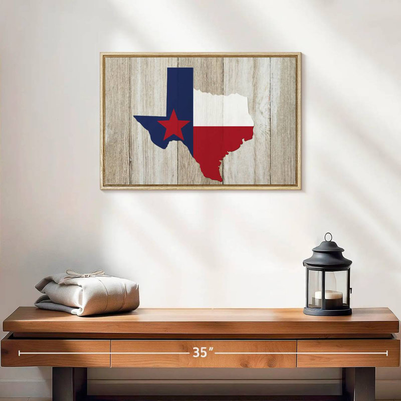 Texas Flag State Citlali, 19 po x 13 po, Cadre flottant en bois naturel