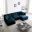 Canapé modulaire moderne en forme de U, 5 avec 2 repose-pieds, chenille bleue, structure en bois massif pour le salon