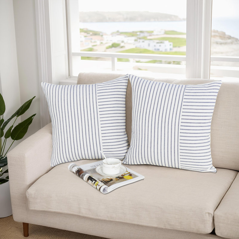 Striped Pillow Cover, Blue