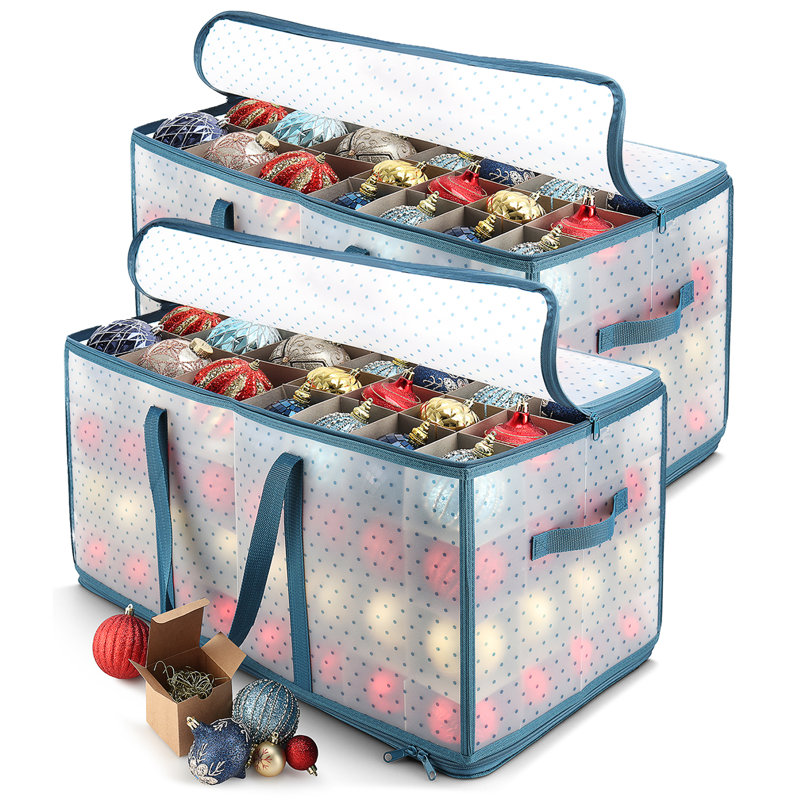Boîte de rangement ornement de Noël avec séparateurs réglables, H 13 po x l 26 po x P 13 po