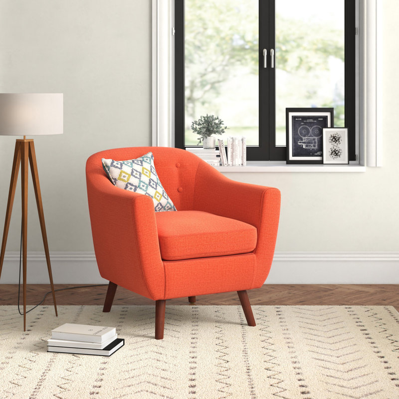 Upholstered Barrel Chair, Orange