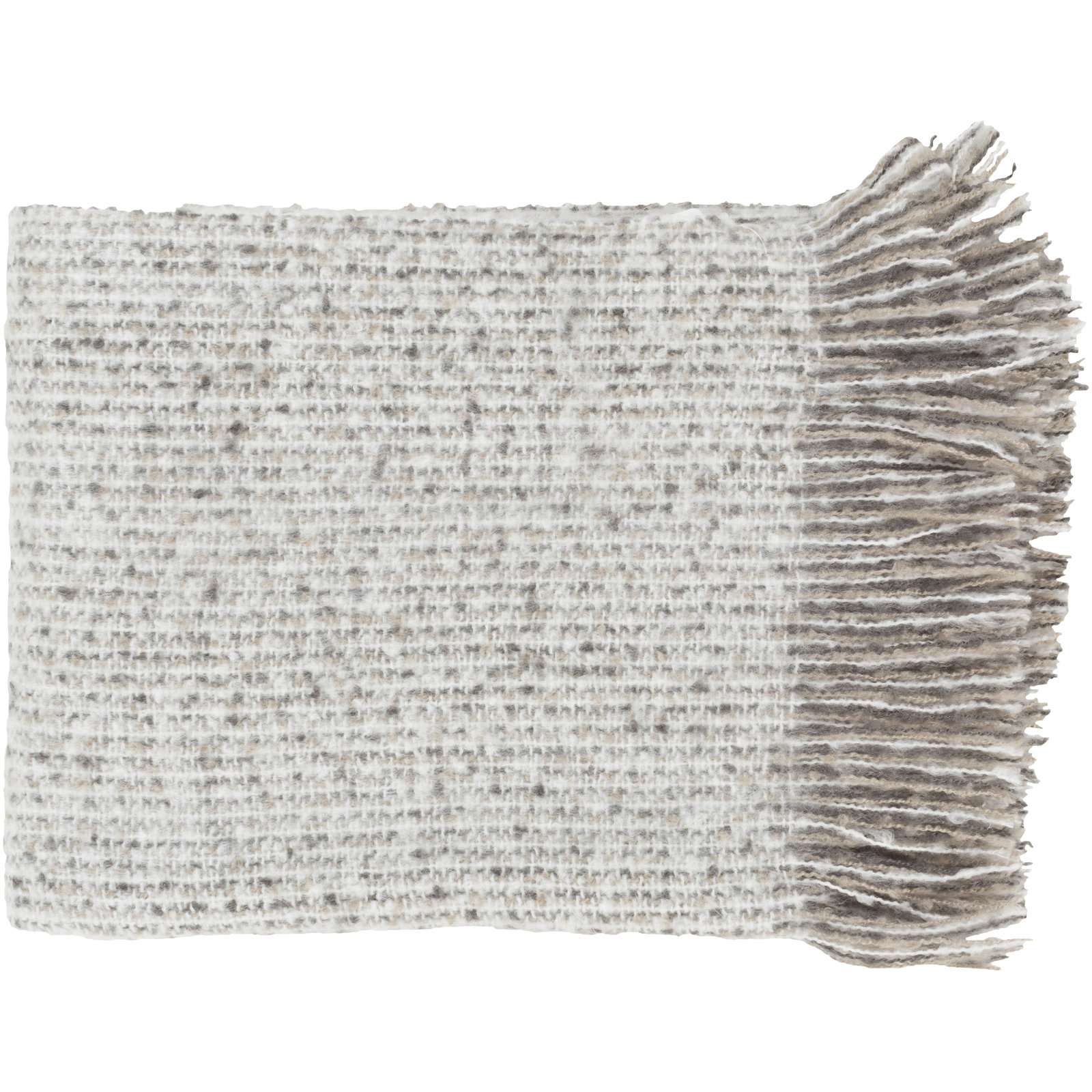 Luma Acrylic Hand Woven Throw Blanket, Taupe/White/Charcoal