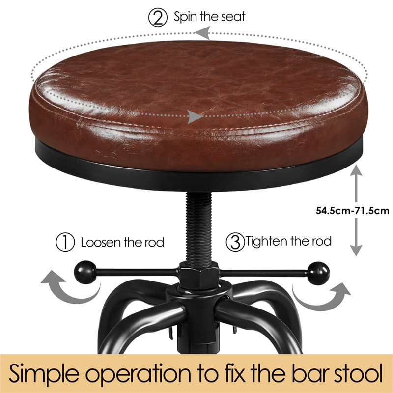 Upholstered Counter Stool with Metal Frame, Brown