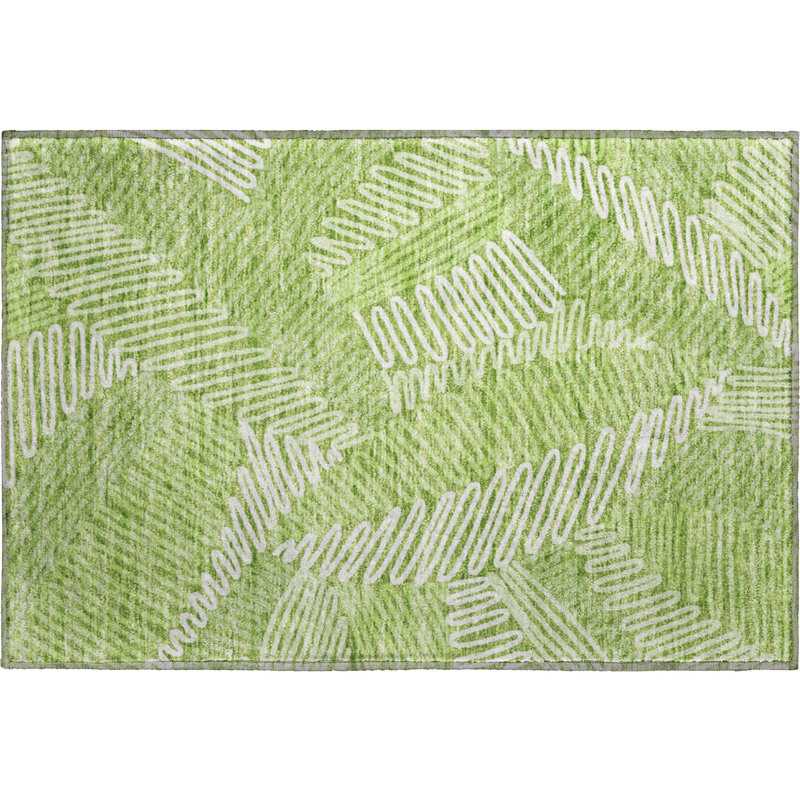 Premium Machine Washable Prisco Lime Rug, Rectangle 1'8" x 2'6"