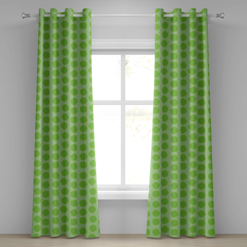 East Urban Home Lime Green Grommet Curtain Decorative 2-Panel Window Drapes, Almond Green, 50" W x 96" L