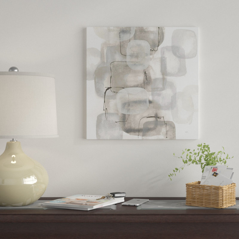 «Neutral Stacking I, White» par Chris Paschke, impression sur toile tendue, H 37 po x l 37 po x P 1,5 po, Pas de tapis