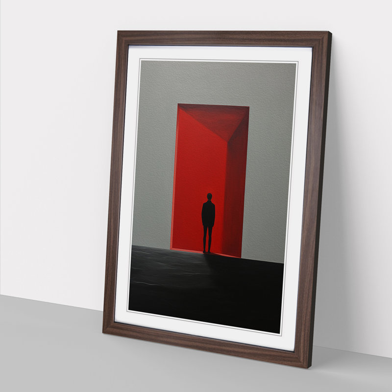 Minimalist Hard Edge Painting - Single Picture Frame Print on Wood, Walnut Framed, 64cm H x 46cm W x 2cm D