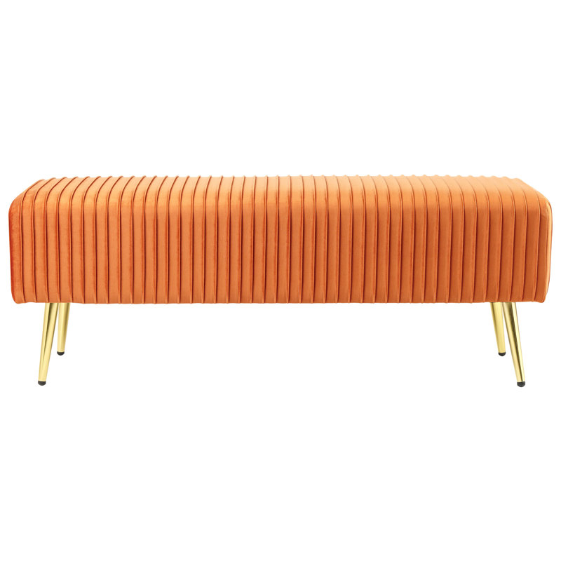 Mattawan Velvet Upholstered Bench, Orange