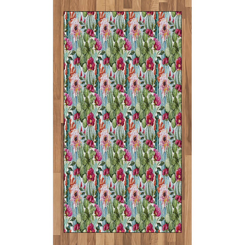Flower High Density Long Fiber Poly Threads Decorative Area Rug Carpet, Rectangle 2'7" x 5'