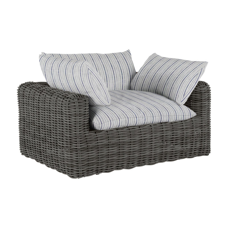 Montecito Patio Chair with Cushions, Raffia, Dove Sunbrella® Linen, No Welt