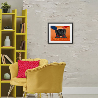 «2's Company Dog», reproduction encadrée sous verre, conception par Stephen Huneck