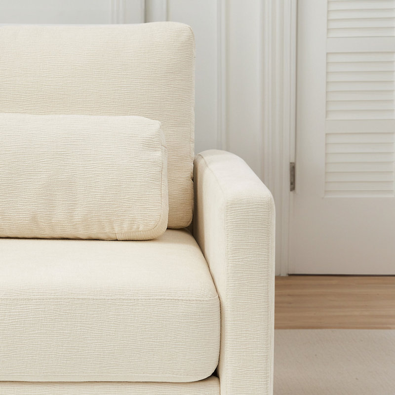 Chaise d'appoint moderne, fauteuil rembourré en chenille, Beige