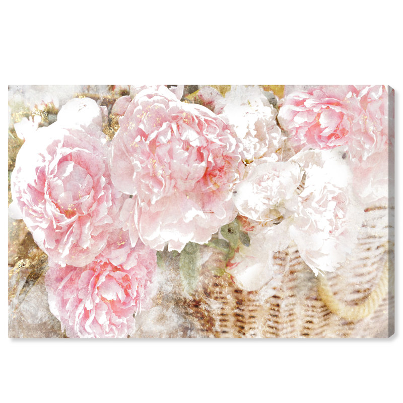 « basket o roses » par oliver gal, impression, H 10 po x l 15 po, Toile tendue