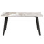 Table de salle à manger 62,99 po en pierre artificielle blanche moderne à bord droit et à pieds en métal noir pouvant accueillir 6 personnes (table de salle à manger seulement)-1808383280
