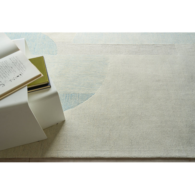 Mikura Hand Tufted New Zealand Wool Blue Area Rug, 8'X10'