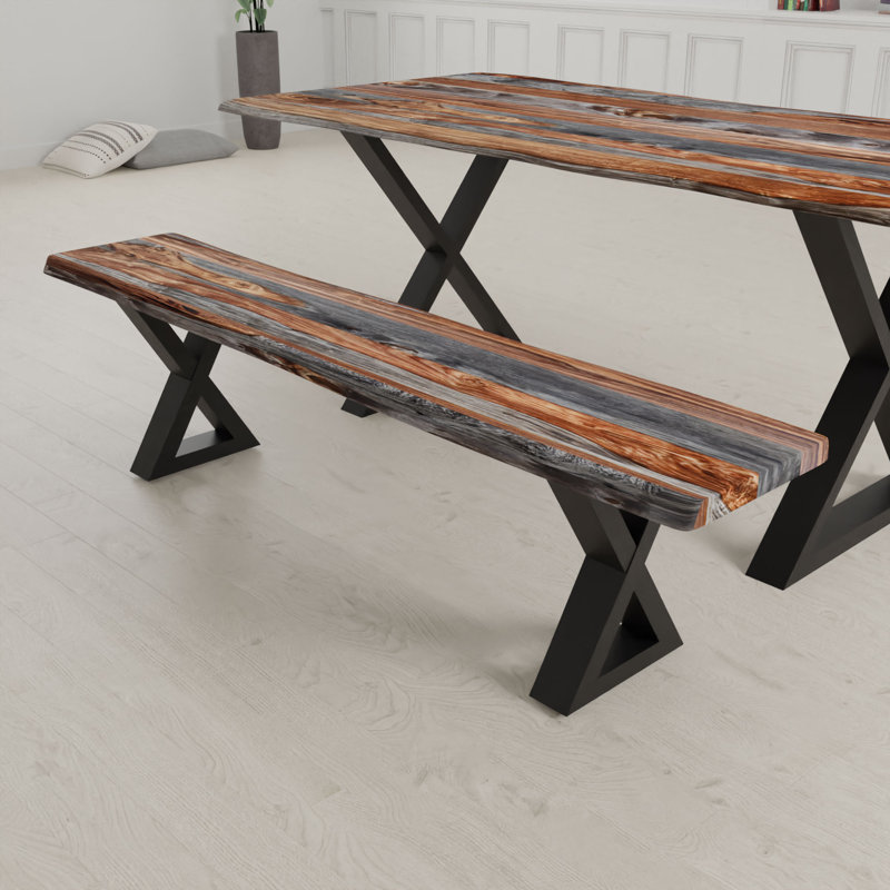 Banc en bois Rohrbach, Gris / brun rougeâtre foncé