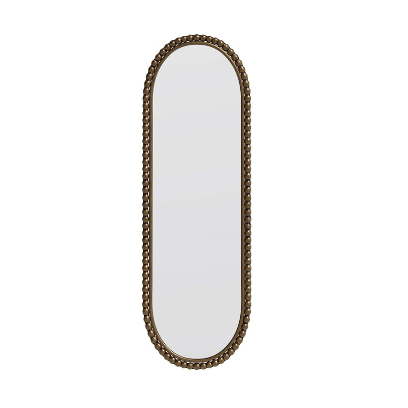 Vintage Iron Oval Retro Mirror With Unique Circle Pattern, Wall Hanging For Living Room And Bedroom, Gold