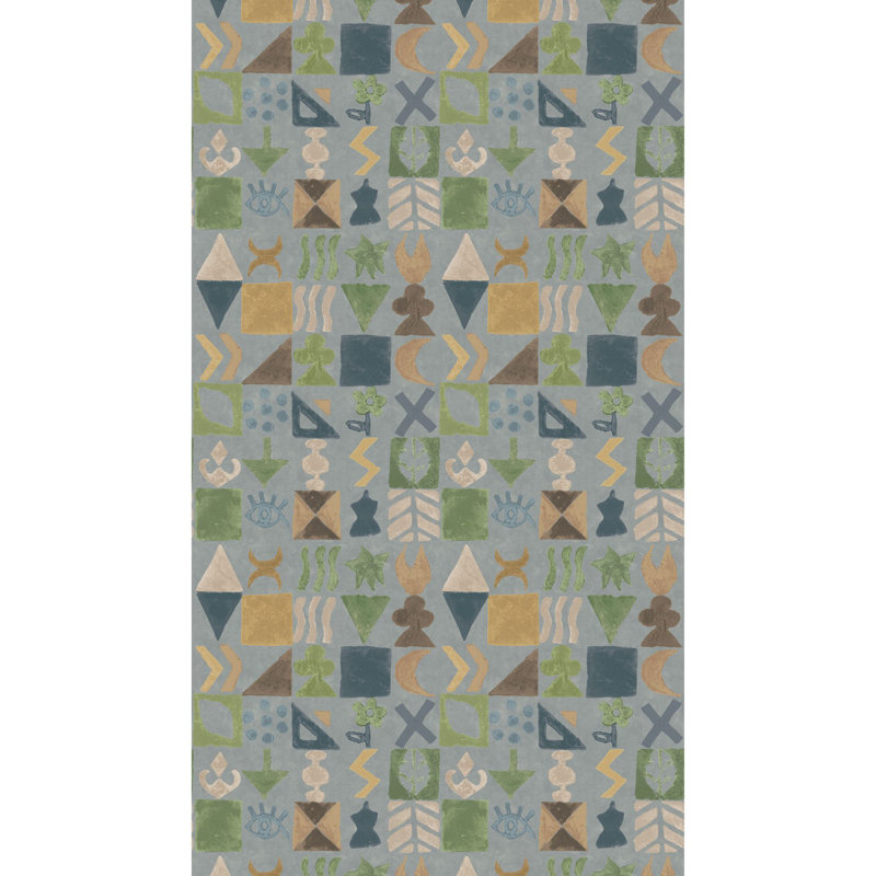 Geometric Non-Woven Wallpaper Roll, Blue