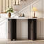 Console étroite, table de hall d'entrée avec plateau ovale, table de canapé rustique avec pieds incurvés, table d'appoint de couloir pour l'entrée et le salon (blanc)-586777756