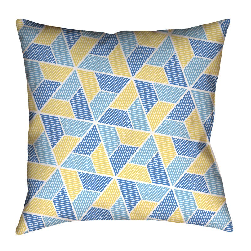 Coussin Katelyn Elizabeth, 20 po x 20 po, Bleu / Jaune, Polyester