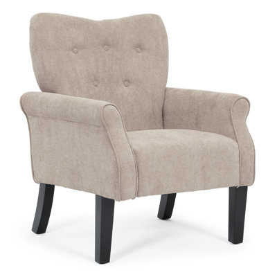 Meruert Upholstered Armchair, Button Tufted Accent Chair Single Sofa with Wood Legs for Living Room by Red Barrel Studio
