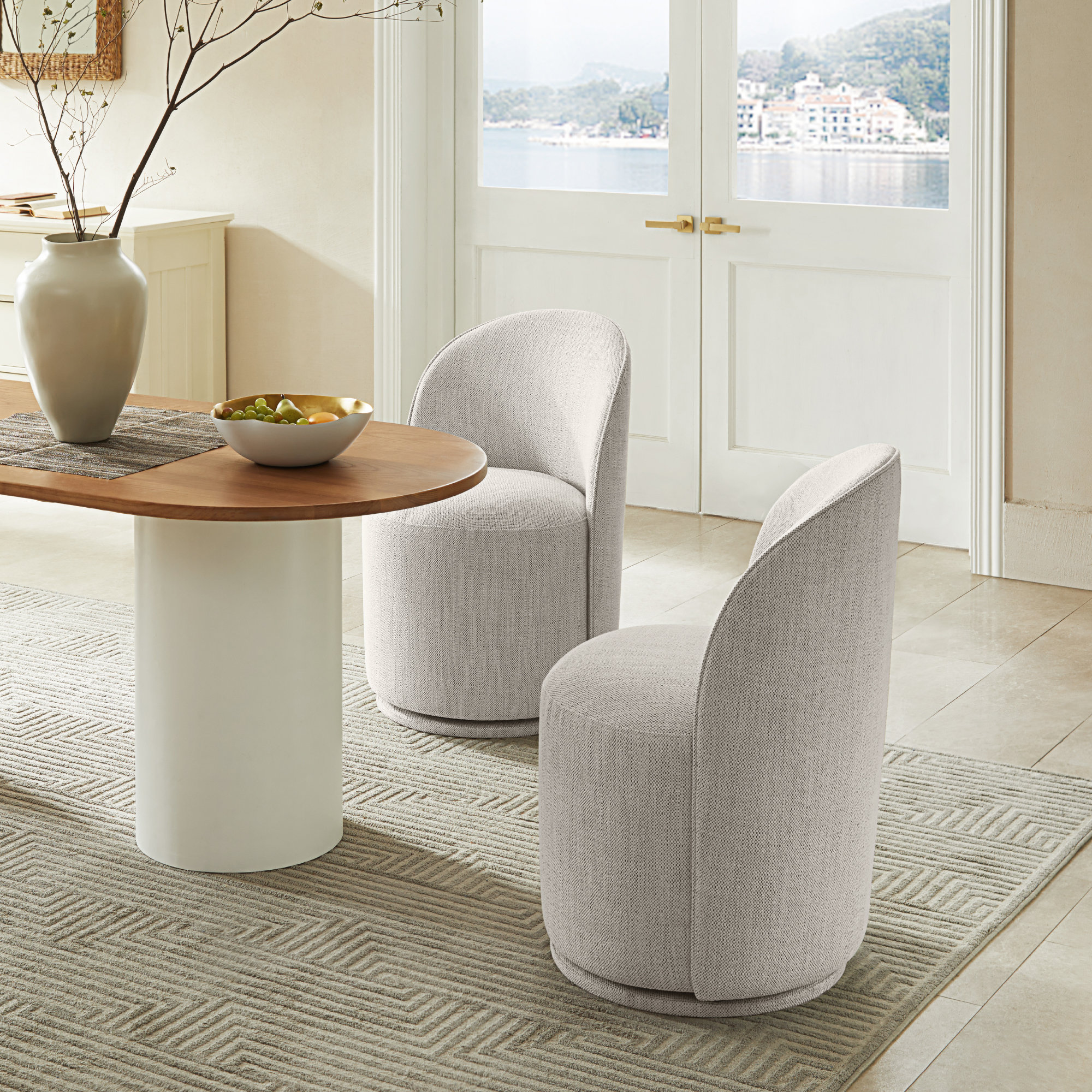 Sharlene Upholstered Side Chair, Prestige Ivory Basketweave