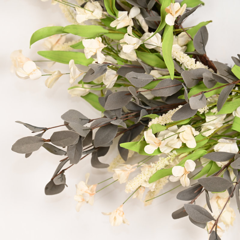 Couronne de fleurs artificielles 24 po pour porte d'entrée 24 po