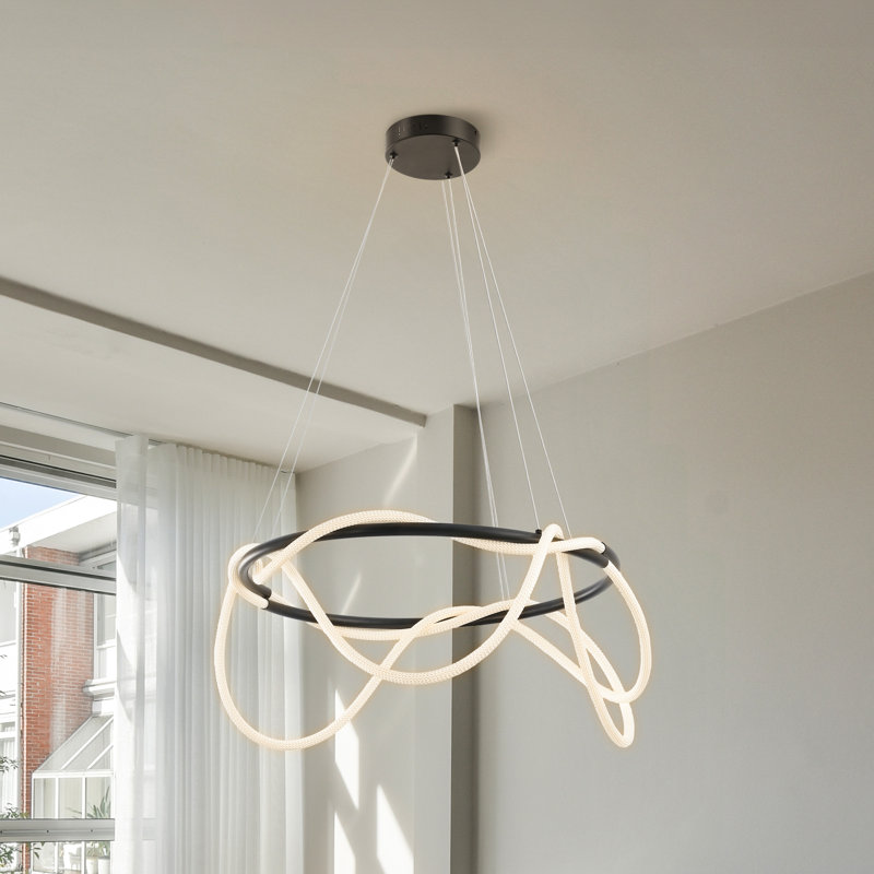Shiana Contemporary Minimalist 360 Adjustable Silicone Neon Rope Dimmable Integrated Chandelier, 0.75'' H x 25'' W x 25'' D