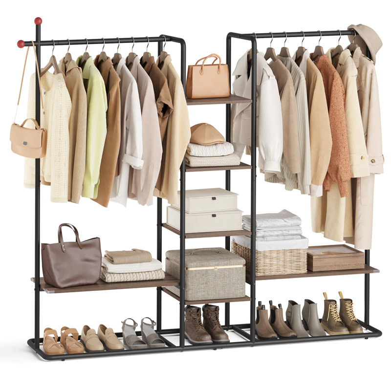 163.6cm Clothing Rack, Black/Brown