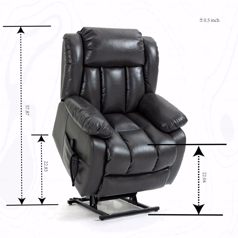 Dual Motor With Infinite Position Function Electric Medium Size Leatheraire Gray With Power Lift Function Recliner Chair With 8-Point Vibration With Massage Function And Lumbar With Heating Functioning