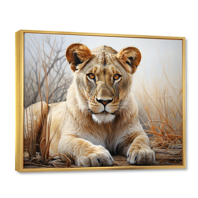 Africa Lioness Power I On Canvas Print, Gold Floater Framed, 24" H x 32" W x 1" D
