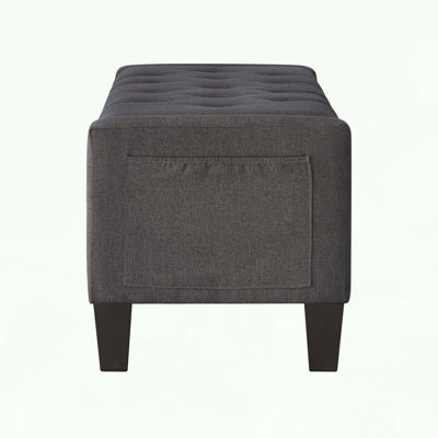 Banc de rangement avec repose-pieds et charnière de sécurité, capacité de poids de 350 lb, siège rembourré pour chambre à coucher et salon