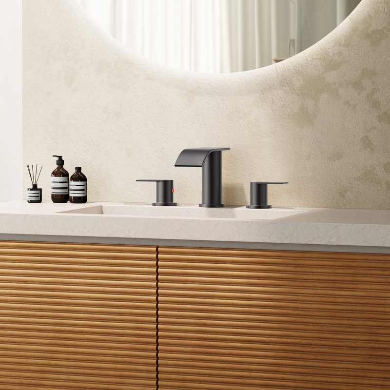 2-handle Bathroom Faucet with Drain Assembly, Matte Black