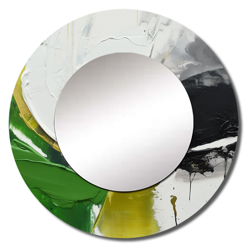 Miroir mural décoratif en marbre vert et noir Purvan II, 29 po x 29 po