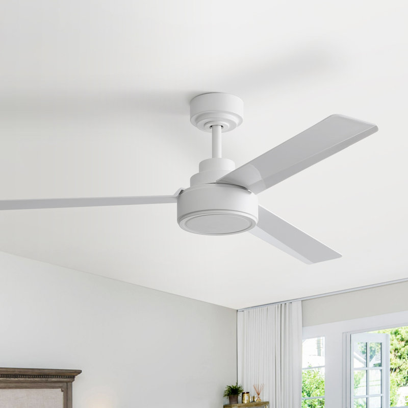 Ventilateur de plafond à hélice de 52 pouces Keilee, ventilateur de plafond moderne à 3 pales avec télécommande, ventilateur de plafond intérieur sans lumière, blanc