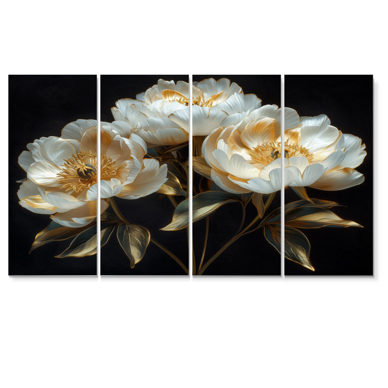 Gatton - pivoines, ensemble d'art sur toile, H 28 po x l 48 po