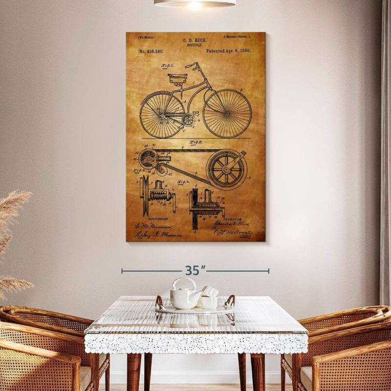 Vieux brevet de vélo, H 51 po x l 34 po