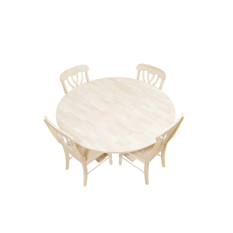 Ensemble de salle à manger en bois massif pour 4 personnes Godfried, H 30 po x L 17,5 po x l 52 po