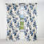 Panneaux de rideaux floraux à motif de treillis camée bleu cobalt I-95458783