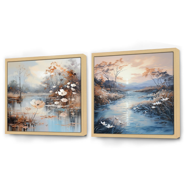 Ensemble de 2 rivières Rivers, Cadre flottant brun, H 16 po x l 33 po