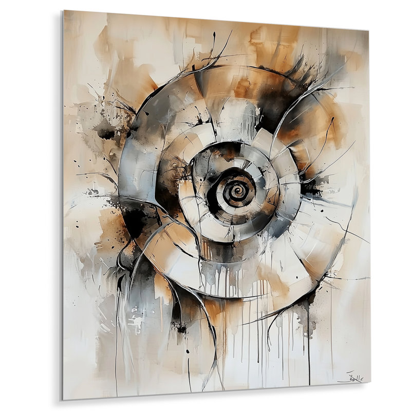 «Fractured Spiral Of Copper Elements III - Abstract Spirals», reproduction d'art moderne, H 40 po x l 30 po x P 0,84 po