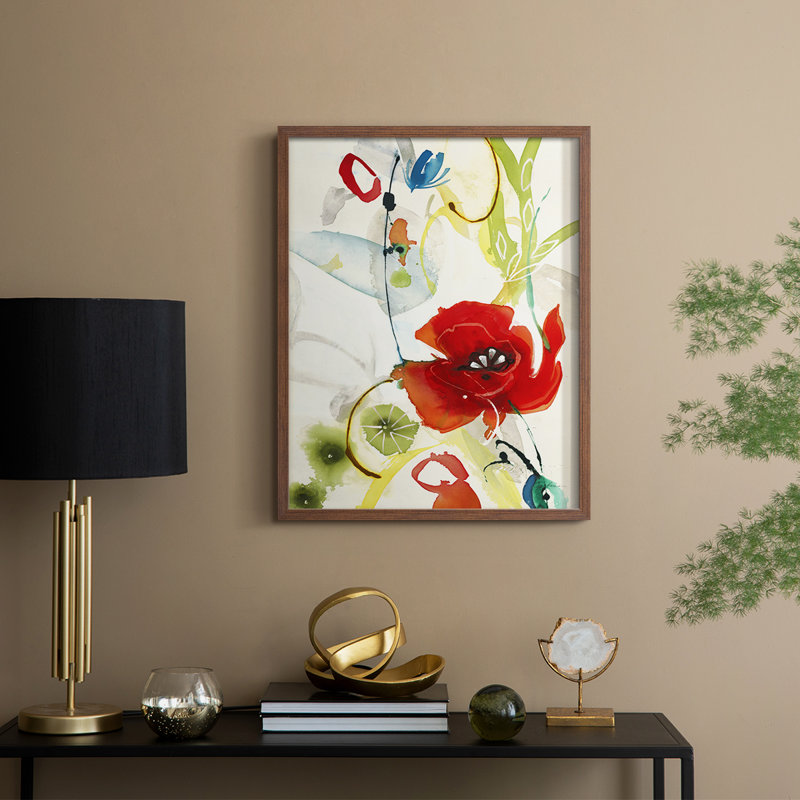 Reproduction encadrée de couleur locale II - bois massif, H 21 po x l 17 po, Noyer