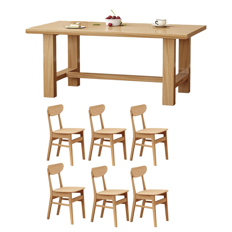 Solid wood solid large table set, Burlywood, 29.52"H x 70.86"L x 35.43"W