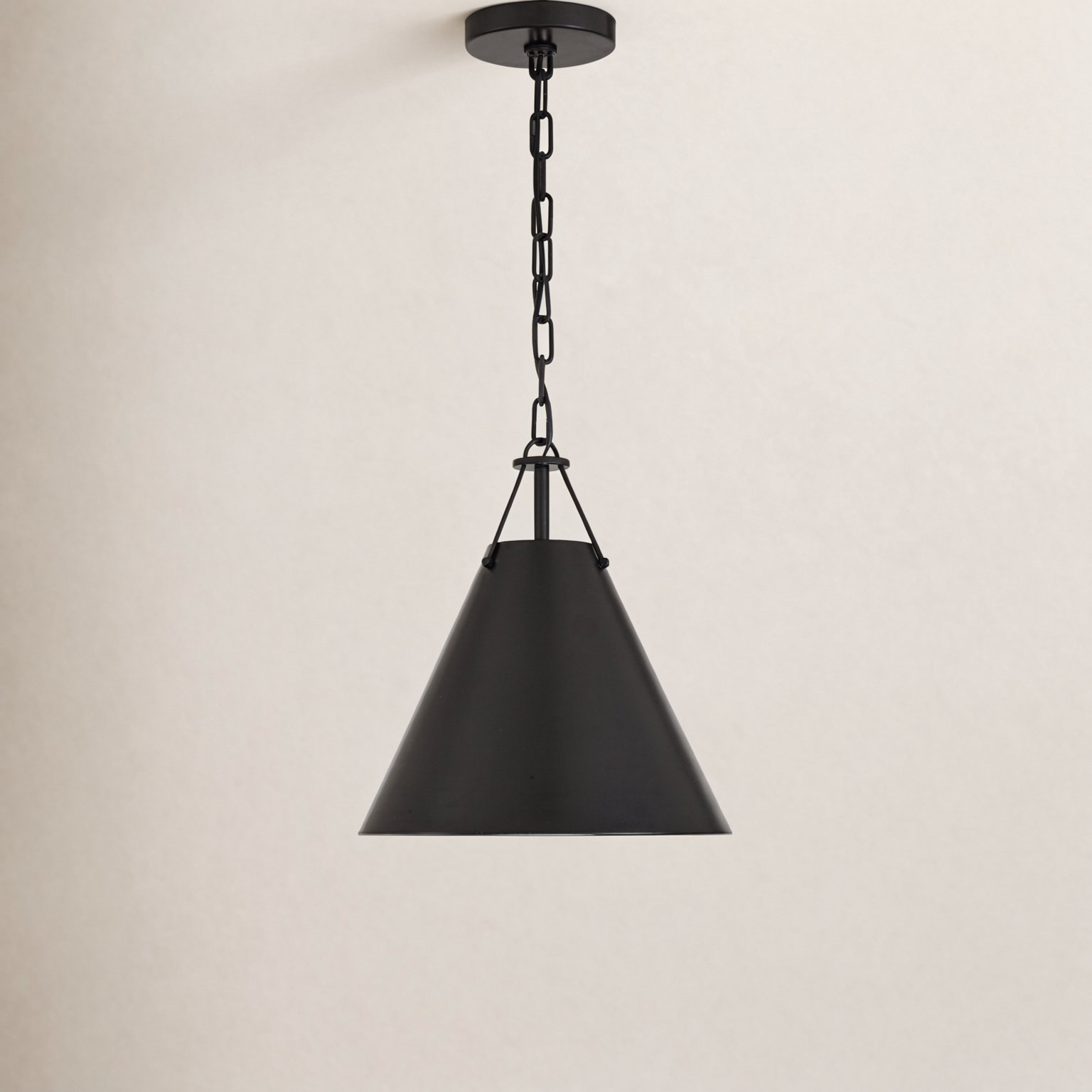 Kinston 1-Light Metal Cone Pendant, Black, Black