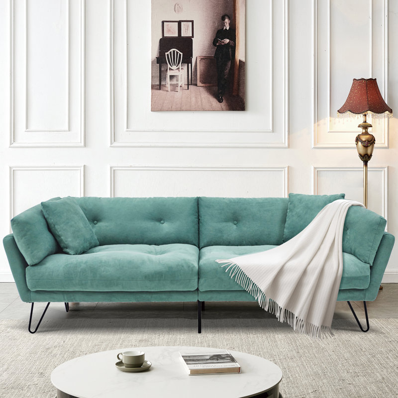 Canapé rembourré avec repose-pieds 85,83 po Boligee, Chenille verte