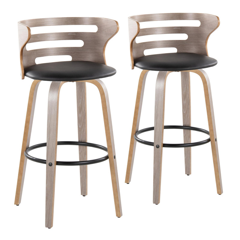 Black Swivel Bent Wood and Metal Counter Stool Set