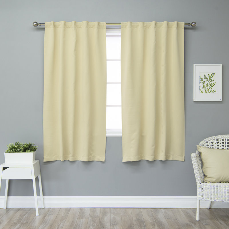 Rebeca Blackout Curtain Pair, 40" W x 84" L, Beige