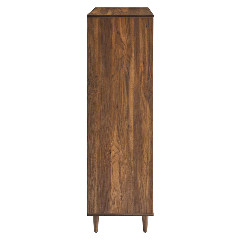 Walnut 5-Drawer Chest with Grooved Wave Design
