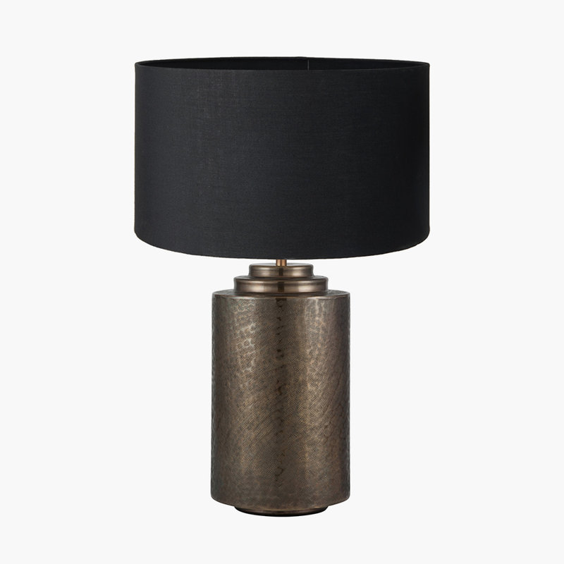 Metal Table Lamp, Black, Brown, 29.13" H x 17.72" W x 17.72" D