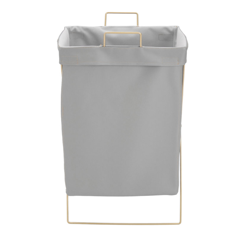 Laundry Basket with Handles, Grey/Gold